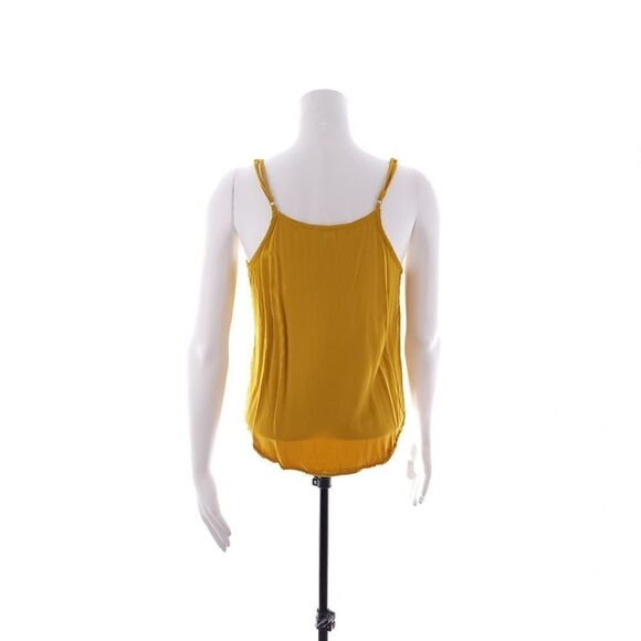 E Hanger M Junior's Size Small Sleeveless Mustard Yellow Floral Top - Picture 3 of 7